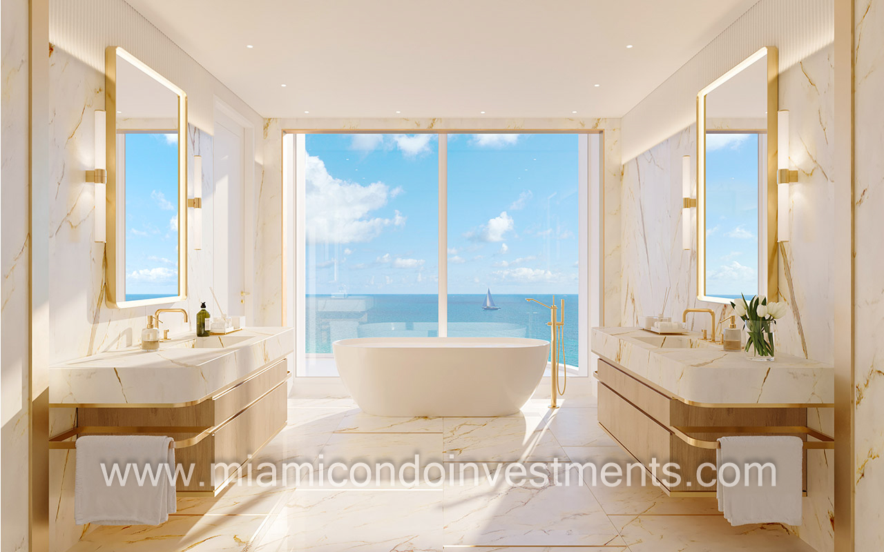 Ritz-Carlton Residences South Beach primary bath with ocean views and soaking tub