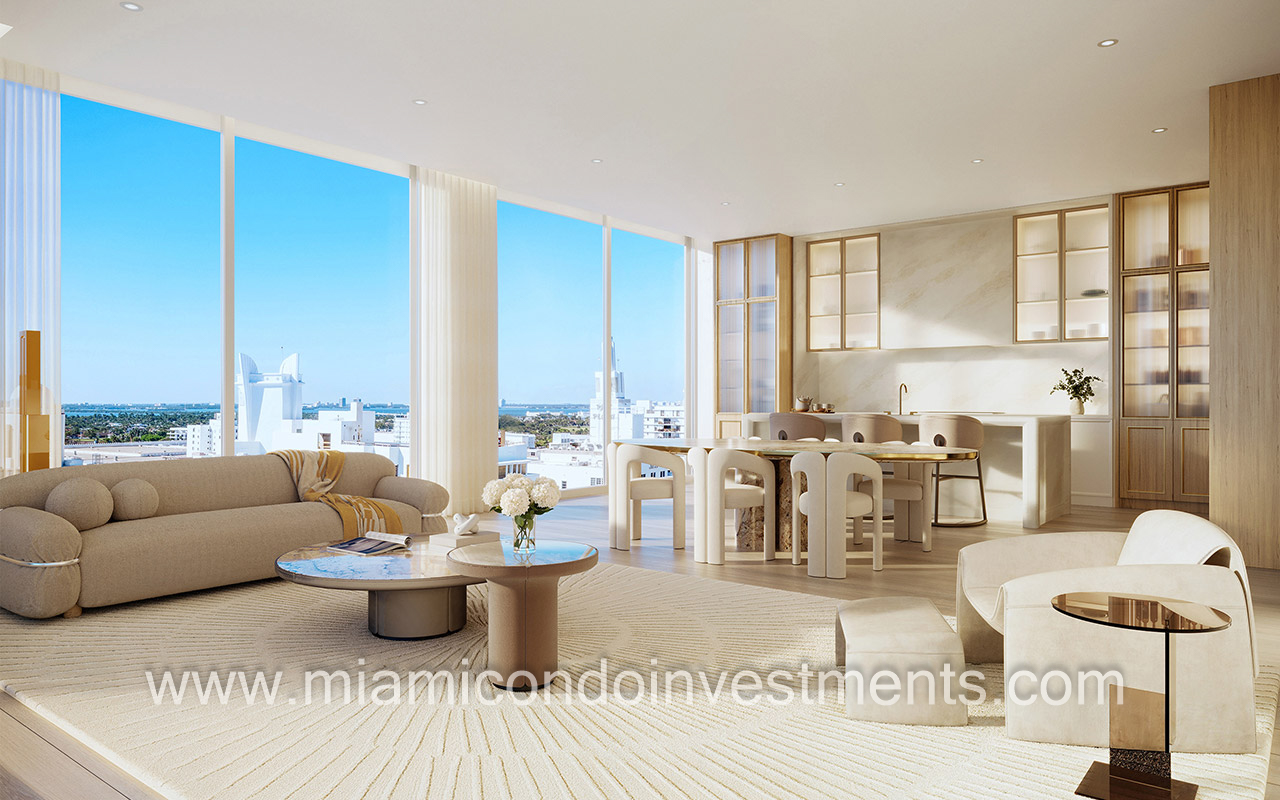 Ritz-Carlton Residences South Beach kitchen living room